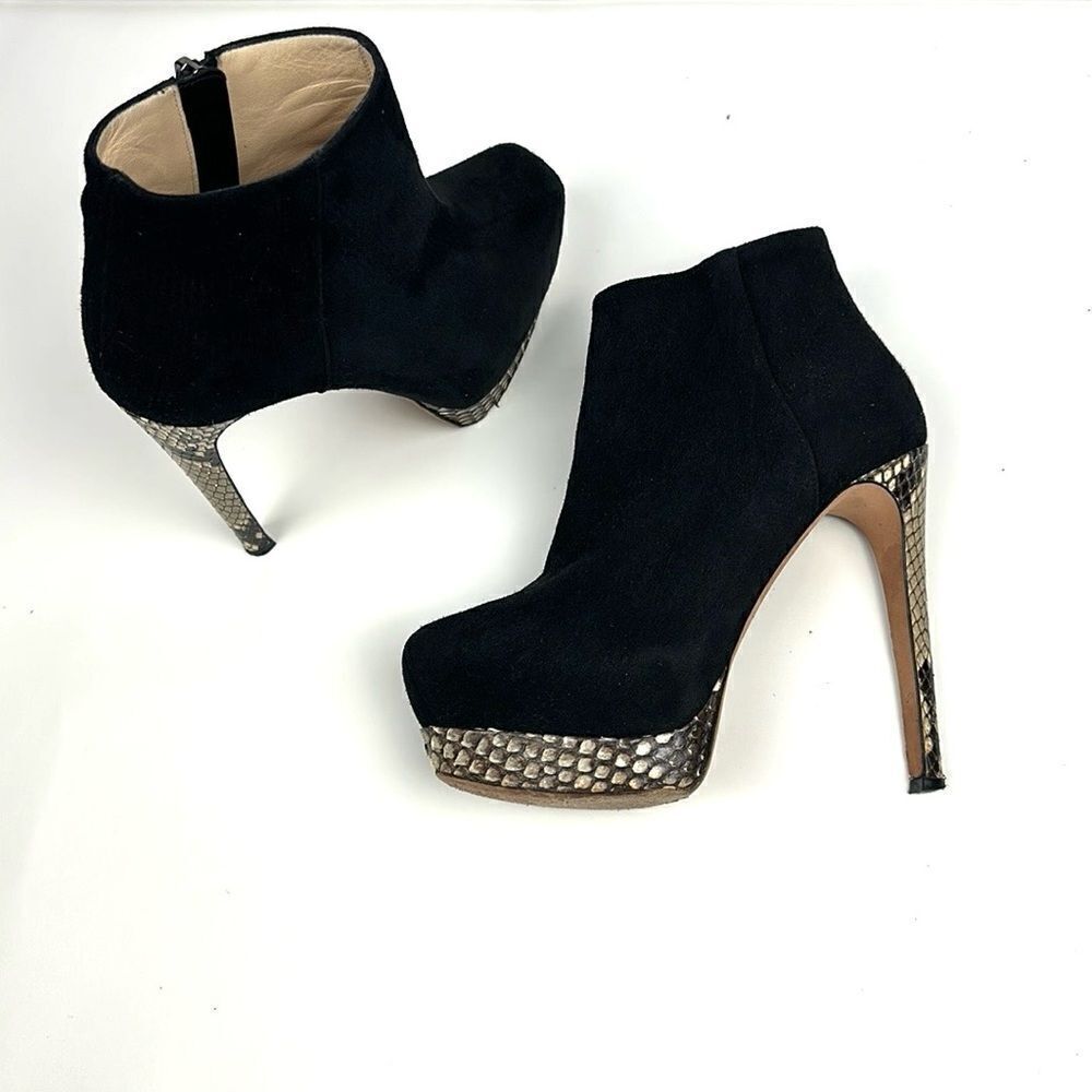 Alexandre Birman Black Suede Python Heels Ankle B… - image 3